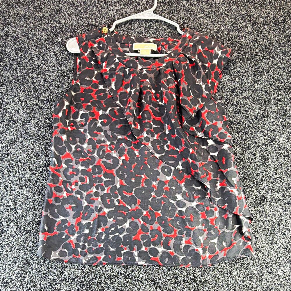 Michael Michael Kors Women's Silk Woven Sleeveless Animal Print Blouse Size 6